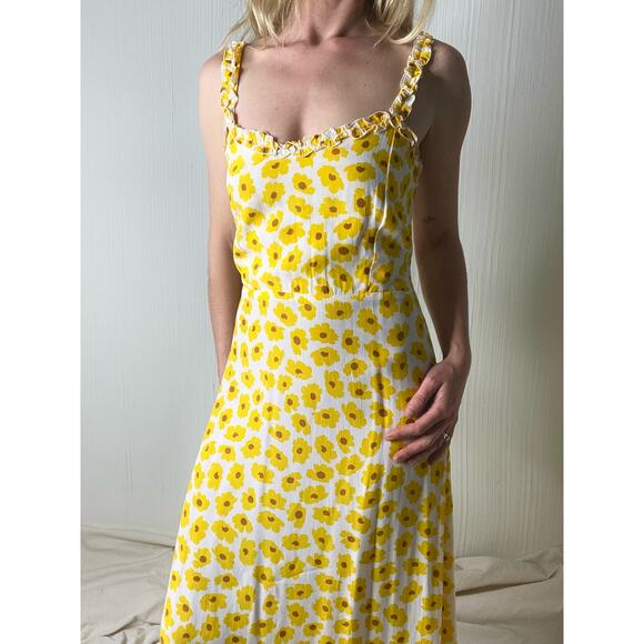 FAITHFULL THE BRAND Noemie Marigold Constance Floral Midi Dress US 4 - Picture 5 of 14